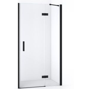Diamond Douchedeur | 90 cm Mat zwart Helder glas Draaideur