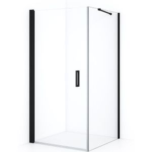 Diamond Douchecabine | 100x100 cm Mat zwart Helder glas Draaideur Vierkant