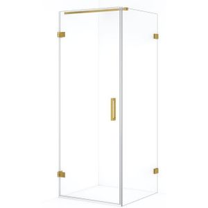 Diamond Douchecabine | 70x70 cm Goud Helder glas Draaideur Vierkant