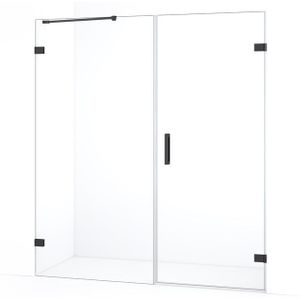 Diamond Douchedeur | 155 cm Zwart chroom Helder glas Draaideur