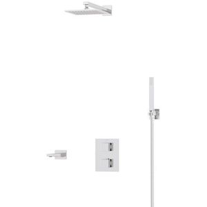 Cubic Inbouw Badkraan met regendouche | Chroom Thermostatisch