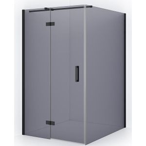 Diamond Douchecabine | 140x120 cm Zwart chroom Rookglas Draaideur Rechthoek