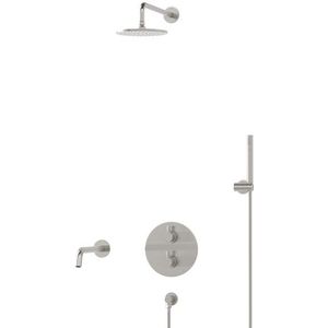 Radius Inbouw Badkraan met regendouche | Rvs Thermostatisch