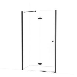 Amber Douchedeur | 120 cm Mat zwart Helder glas Draaideur