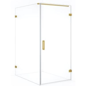 Diamond Douchecabine | 140x90 cm Goud Helder glas Draaideur Rechthoek