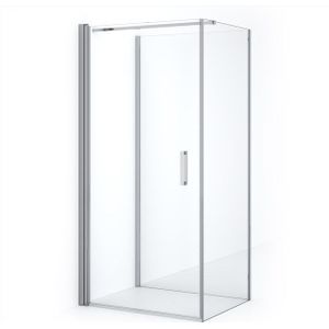 Diamond Douchecabine | 80x60 cm Chroom Helder glas Draaideur Half vrijstaand rechthoek