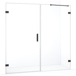 Diamond Douchedeur | 195 cm Zwart chroom Helder glas Draaideur