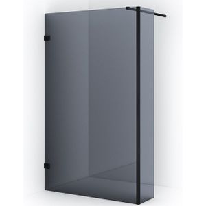 Diamond Inloopdouche | 120 cm Mat zwart Rookglas Vaste wand met zijwand