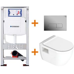 Toiletset Glans wit met Easy Clean + Geberit UP320 inbouwreservoir
