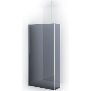 Diamond Inloopdouche | 90 cm Chroom Rookglas Vaste wand met zijwand