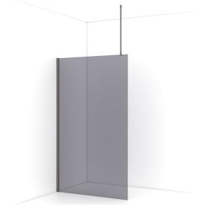 Diamond Inloopdouche | 110 cm Zwart metaal Rookglas Vaste wand