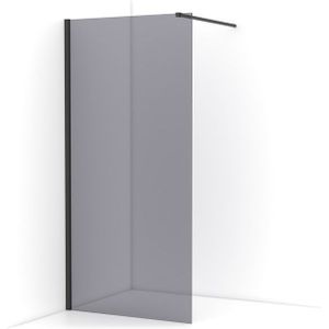 Diamond Inloopdouche | 100 cm Zwart chroom Rookglas Vaste wand