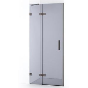 Diamond Douchedeur | 80 cm Zwart metaal Rookglas Draaideur