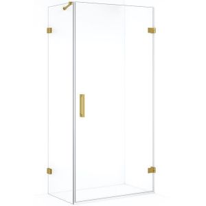 Diamond Douchecabine | 90x60 cm Goud Helder glas Draaideur Rechthoek