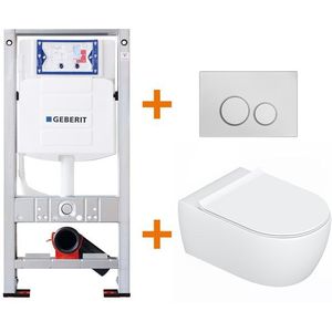 Toiletset Glans wit met Easy Clean + Geberit UP320 inbouwreservoir