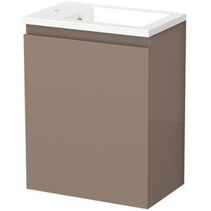 Modulo Pico Toiletmeubel met wastafel | 40 cm Taupe Greeploos front Mineraalmarmer