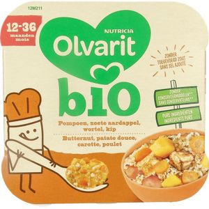 Olvarit Pompoen zoete aardappel kip 12m211 bio 230 G