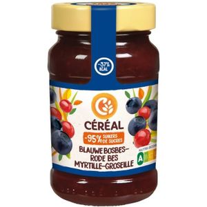 Céréal Jam blauwe bosbes & rode bes minder suiker 270 gram
