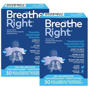 Breathe Right Neusstrips small/medium transparant 60 Stuks