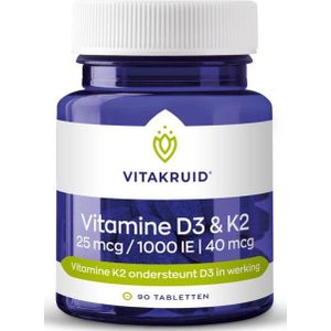 Vitakruid - Vitamine D3 25mcg & K2 40mcg - Vitaminenpreparaat - 90 Tabletten