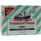 Fishermansfriend 3 pak mint suikervrij 3X25 gram