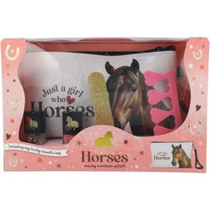 Loves horses make-up tasje giftset, inhoud: 7 ml nagellak go