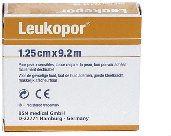 Leukopor - Hechtpleister - Wit - Non-woven Polyester/Viscose - 9,2m x 1,25cm
