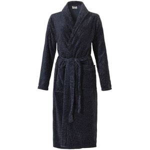 Ten Cate Dames fleece badjas donkerblauw panterprint maat m 1 stuk