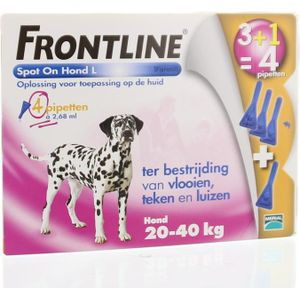 Frontline Spot on 3+1 hond l 20-40 kg vlo en teek 4st