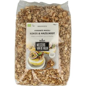 De Halm Muesli krokant kokos en hazelnoten bio 1000 Gram