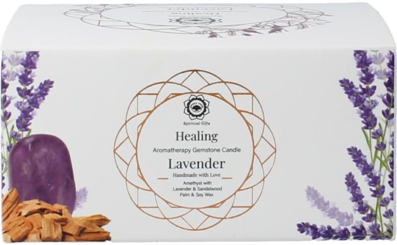 Green Tree - Edelsteen kaars - Healing - Amethist - Lavendel - 70g