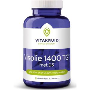 Vitakruid Visolie 1400 + d3 triglyceriden epa 40% dha 30% 90 softgels