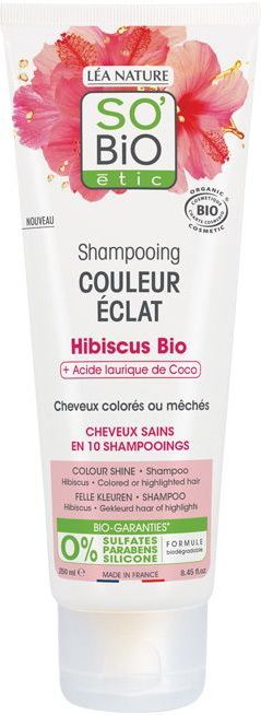 SO'BiO étic - Shampoo - Kokosnoot en Hibiscus - Vegan - Vrij van SLS en Siliconen