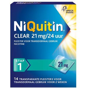 NiQuitin Clear nicotinepleisters 21mg stap 1 14 stuks