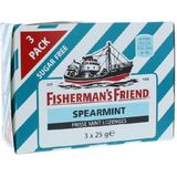 Fishermansfriend Spearmint suikervrij 3x25g