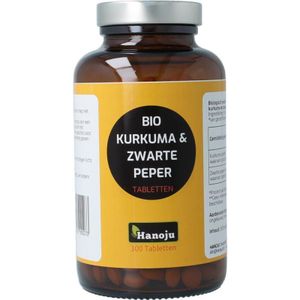 Hanoju Kurkumapoeder + piperine 500mg bio 300tb