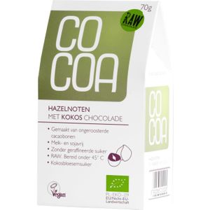 CoCoa Hazelnoten kokos chocolade raw 70gr