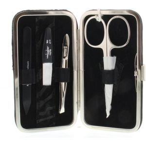 Malteser - Manicure-etui - Zwart - 4-delig - Lakleer en Fluweelleer