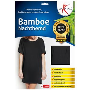 Lucovitaal Nachthemd bamboe -xl- korte mouw zwart 1 stuk 1stuk