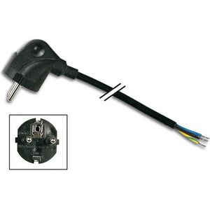 Perel Voedingskabel, H05VV-F 3G0.75, 3 m, 10 A/230 V, 2500 W, type E/F 90°, voor binnen, pvc, zwart