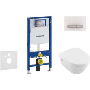 Geberit Duofix - Set voorwandinstallatie, toilet en Villeroy & Boch zitting, bedieningspaneel Sigma50, DirectFlush, SoftClose, CeramicPlus, alpine wit 111.300.00.5 NB8
