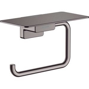 Hansgrohe AddStoris - Toiletrolhouder met planchet, geborsteld zwart chroom 41772340