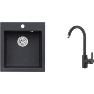 Alveus Sets - Set granieten spoelbak Cortina 20 en keukenkraan Tonia, carbon SETA737