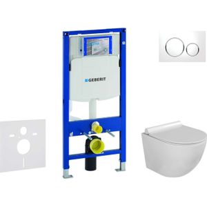Geberit Duofix - Voorwand montageset, Gaia toilet en softclose zitting, Sigma20 bedieningsplaat, wit/chroom SANI11CA3110