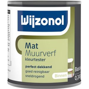 Wijzonol Muurverf Tester Mat - 250 ML 250 ML Kleur - Muurverf - Waterbasis - Verfwinkel is tot 50% goedkoper