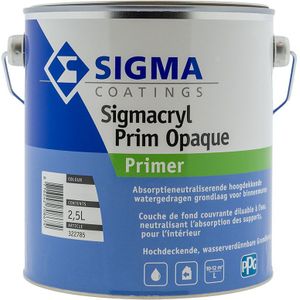 Sigmacryl Prim Opaque - Primer 2,5 liter Kleur - Muur & Plafond Voorstrijkmiddel - Waterbasis - Verfwinkel is tot 50% goedkoper
