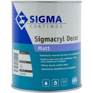 Sigma Sigmacryl Decor Matt 1 liter Donkere kleur - Muurverf - Verfwinkel is tot 50% goedkoper