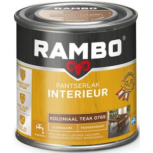 Rambo Pantserlak Interieur - Transparant Zijdeglans - Houtnerf Zichtbaar - Koloniaal Teak - 0.75L