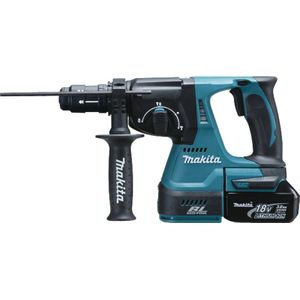 Makita DHR243RFJ 18V Li-Ion Accu SDS-plus Combihamer + Verwisselbare Kop Set (2x 3.0Ah Accu) In Mbox - Koolborstelloos