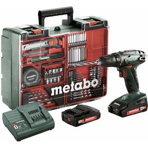Metabo BS 18 18V Li-Ion Accu Boor-/schroefmachine Set (2x 2.0Ah Accu) In Koffer Incl. 73 Delige Accessoire Set